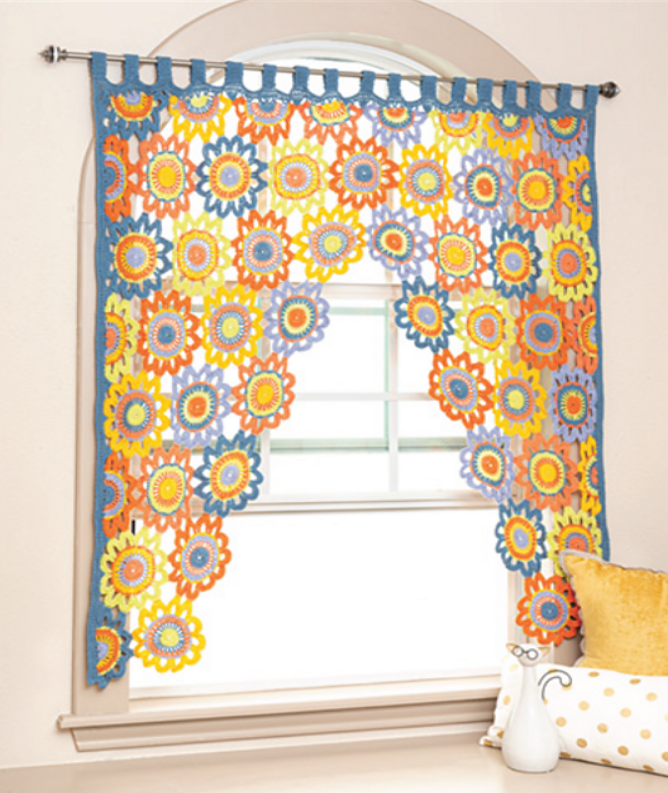 crochet flower curtain pattern
